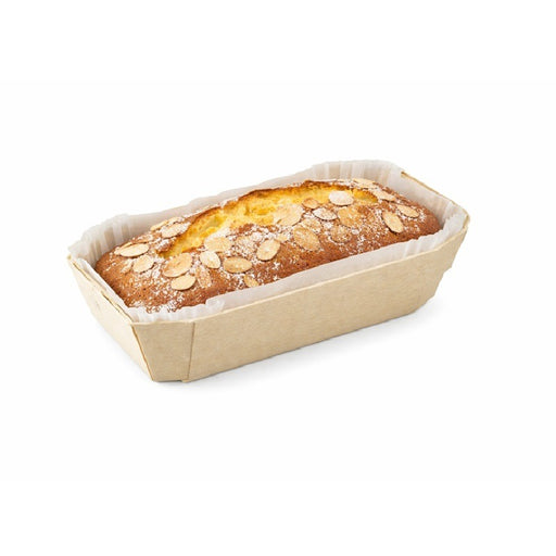 Molde de cocción rectangular exterior de madera y molde de papel interior 150ml 115x65mm A33mm - 25Uds