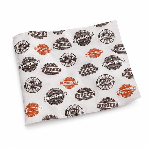 Hoja de papel blanco con diseño burger en caja dispensadora 350x270mm - 1000Uds