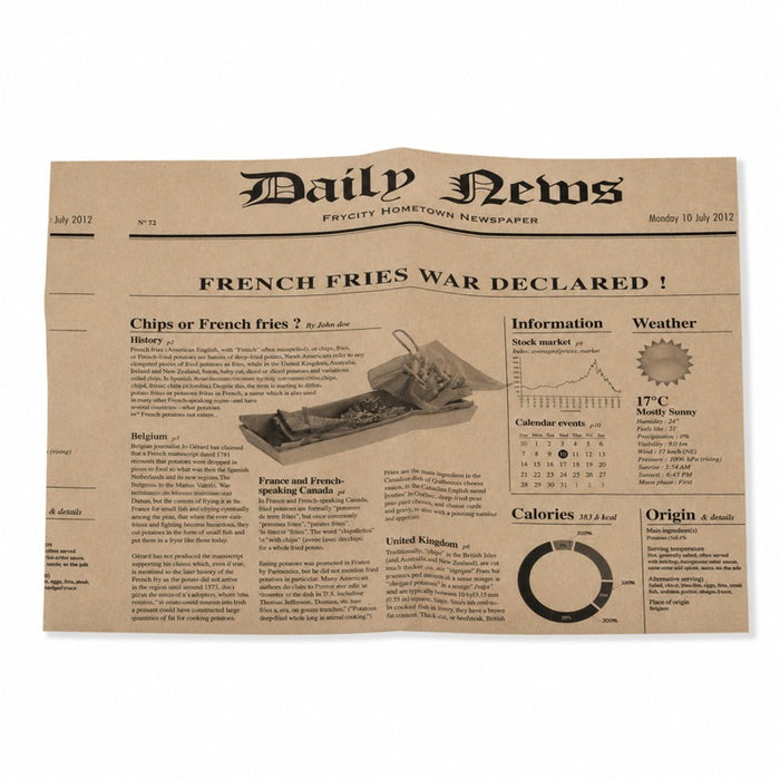 Papel kraft antigrasa con diseño periódico en caja dispensadora 380x400mm - 500Uds