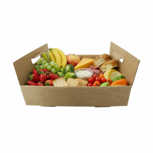 Bandeja de cartón kraft con asas 320x320mm A74mm - 50Uds