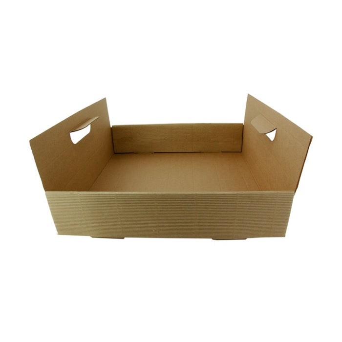 Bandeja de cartón kraft con asas 320x320mm A74mm - 50Uds