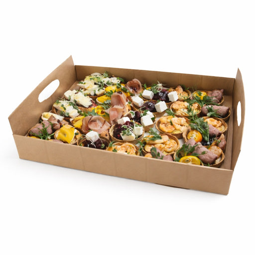 Bandeja de cartón kraft con asas 390x290mm A42mm - 50Uds
