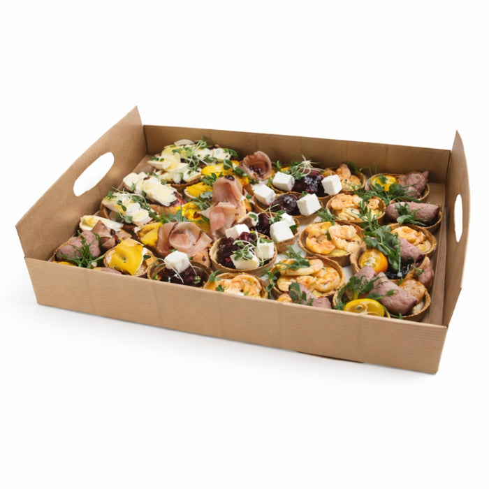 Bandeja de cartón kraft con asas 390x290mm A42mm - 50Uds