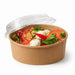 Combo Ensaladera redonda cartón kraft BUCKATY con tapa PET 1200ml Ø185mm A65mm - 25Uds
