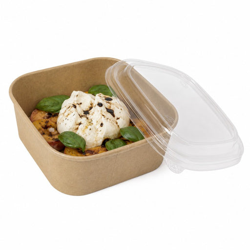 Tapa de PET para ensaladera cuadrada  130x130mm - 50Uds