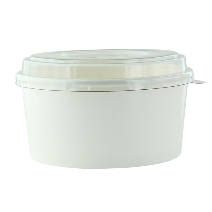 Combo Ensaladera redonda multiusos BUCKATY cartón blanco con tapa PET 1 140ml Ø187mm A67mm - 50Uds