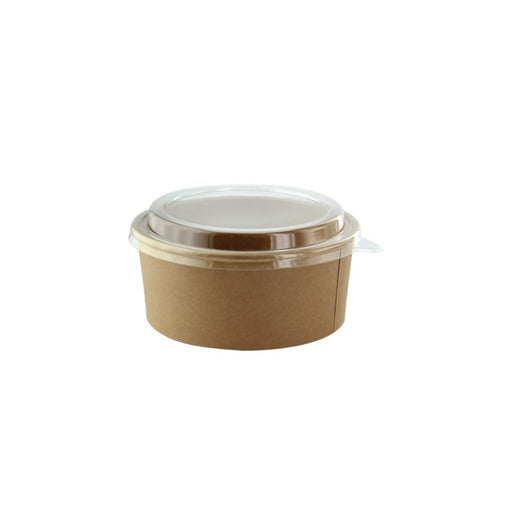 Combo Ensaladera redonda multiusos BUCKATY cartón kraft con tapa PET 500ml Ø111mm A63mm - 50Uds