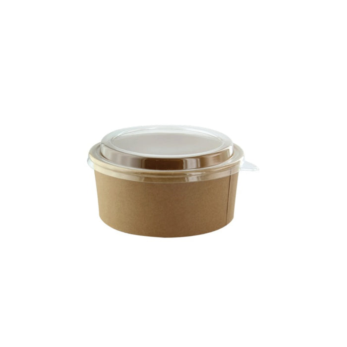 Combo Ensaladera redonda multiusos BUCKATY cartón kraft con tapa PET 500ml Ø111mm A63mm - 50Uds