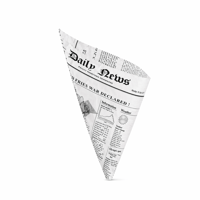 Cono de papel antigrasa con diseño periódico 360ml 250x180mm A180mm - 1000Uds