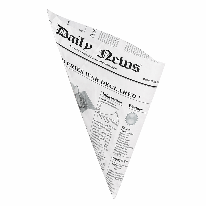Cono de papel antigrasa con diseño periódico 660ml 310x220mm A220mm - 1000Uds