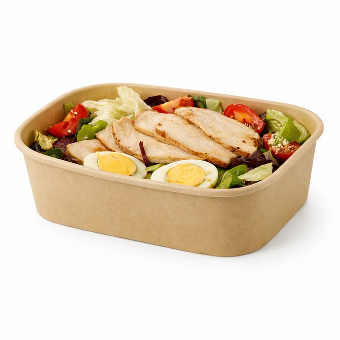 Bandeja kraft rectangular Recaty laminado PP 750ml 170x120mm A56mm - 25Uds