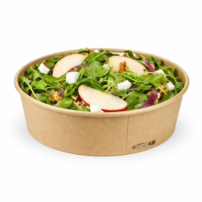 Ensaladera redonda multiusos BUCKATY de fibra de bambú marrón 1200ml Ø185mm A65mm - 45Uds