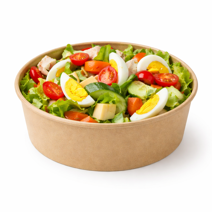 Ensaladera redonda multiusos BUCKATY de fibra de bambú marrón 480ml Ø150mm A47mm - 45Uds