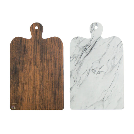 Tablas de aperitivo de doble cara imitación mármol y madera 180x295mm - 50Uds