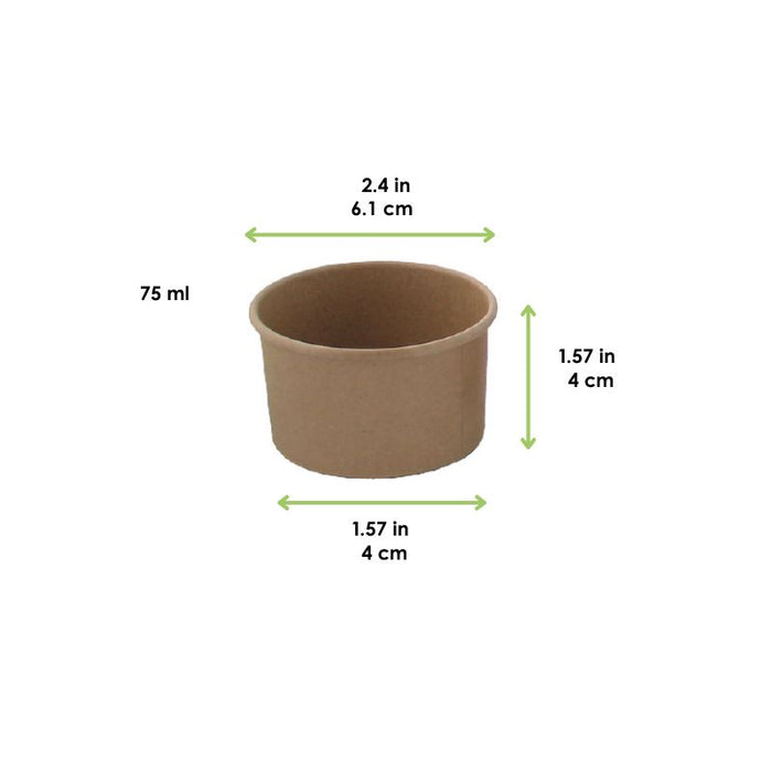 Tarrina de cartón kraft para caliente/frío 75ml Ø61mm A40mm - 50Uds