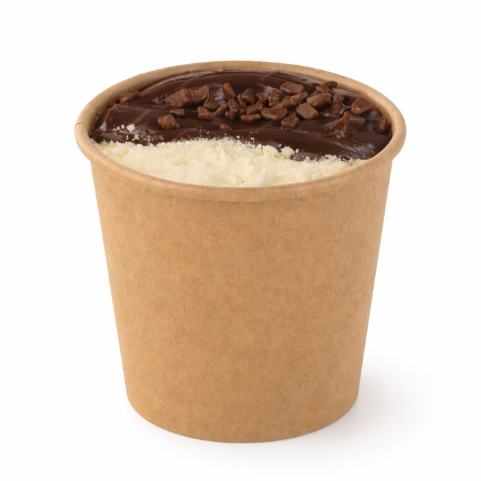 Tarrina caliente/frio en cartón kraft marrón sin plástico, Base agua 100ml A58mm - 50Uds