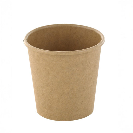 Tarrina caliente/frio en cartón kraft marrón sin plástico, Base agua 100ml A58mm - 50Uds