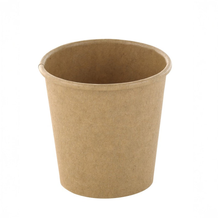 Tarrina caliente/frio en cartón kraft marrón sin plástico, Base agua 100ml A58mm - 50Uds