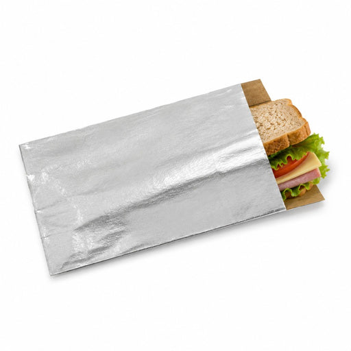 Funda bocadillo aluminio con interior kraft marrón 140x220mm A70mm - 250Uds