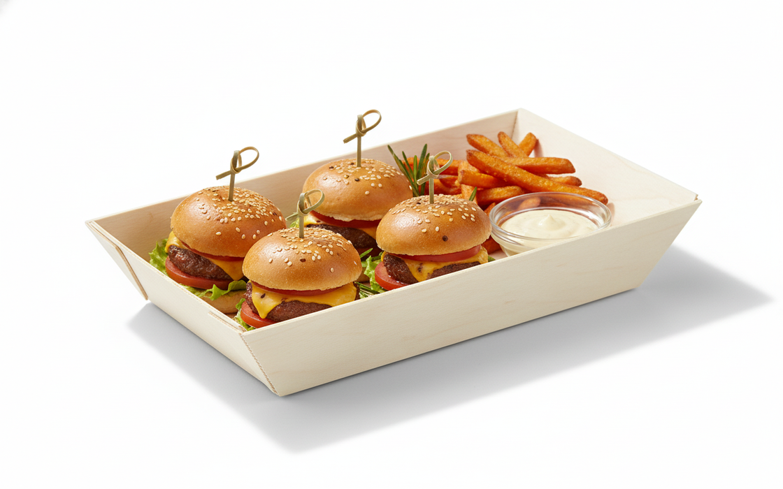 Bandeja de madera rectangular Samouraï 155x85mm A28mm - 100Uds