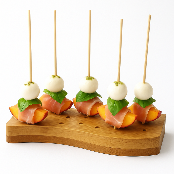 Soporte de bambú para pinchos en forma de ola con 14 agujeros 160x65mm A20mm - 10Uds