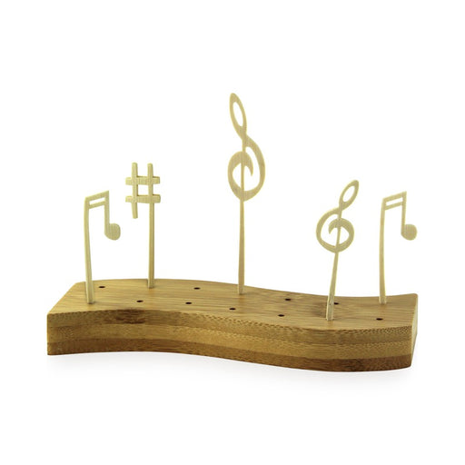 Soporte de bambú para pinchos en forma de ola con 14 agujeros 160x65mm A20mm - 10Uds