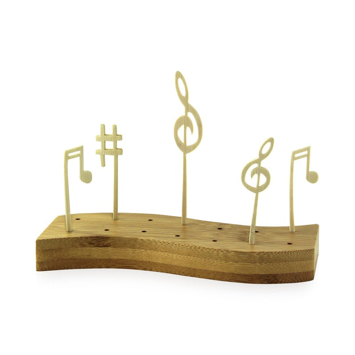 Soporte de bambú para pinchos en forma de ola con 14 agujeros 160x65mm A20mm - 10Uds
