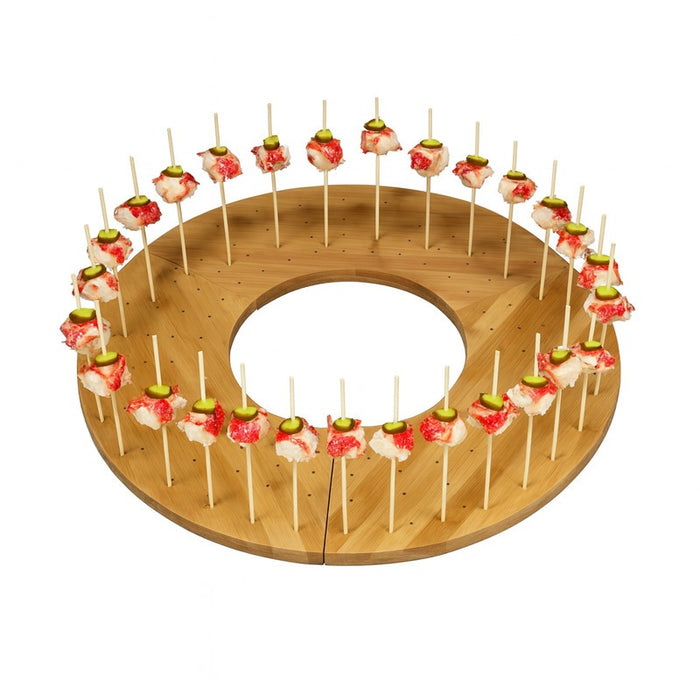 Soporte de bambú para pinchos con 40 agujeros 406x180mm A16mm - 3Uds