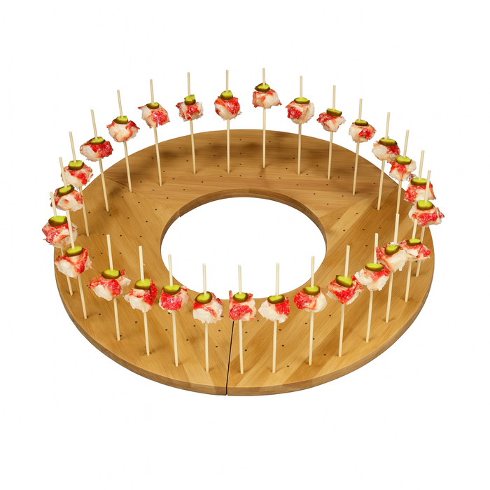 Soporte de bambú para pinchos con 40 agujeros 406x180mm A16mm - 3Uds