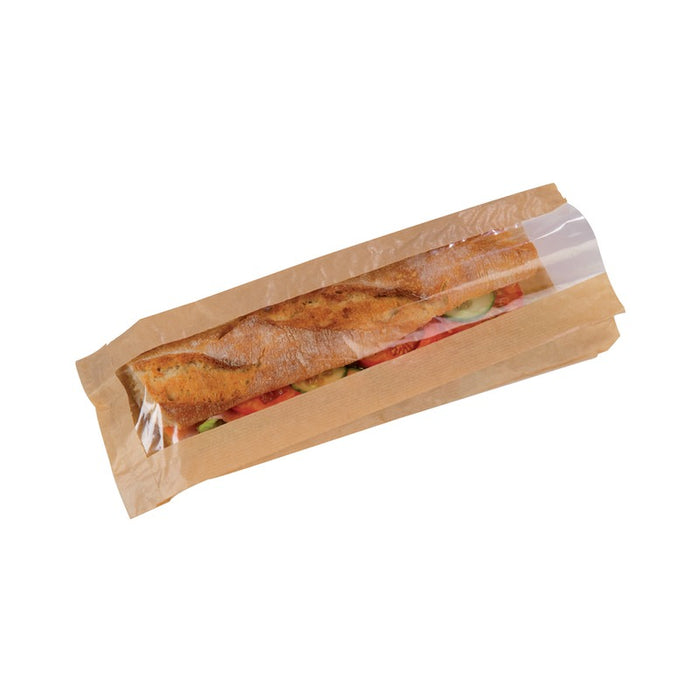 Bolsa papel kraft con ventana para bocadillo 120x40mm A340mm - 1000Uds