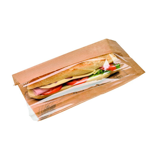 Bolsa papel kraft con ventana lateral y fuelle 120x40mm A340mm - 1000Uds