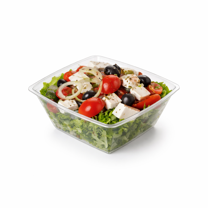 Ensaladera PET cuadrada transparente (sin Tapa) 1000ml 195x195mm A70mm - 100Uds
