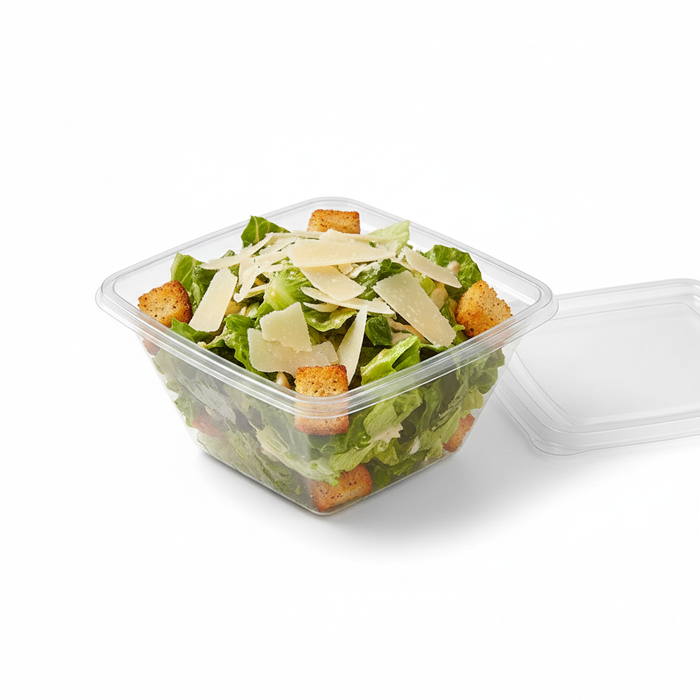 Ensaladera PET cuadrada transparente (sin Tapa) 750ml 195x195mm A55mm - 100Uds