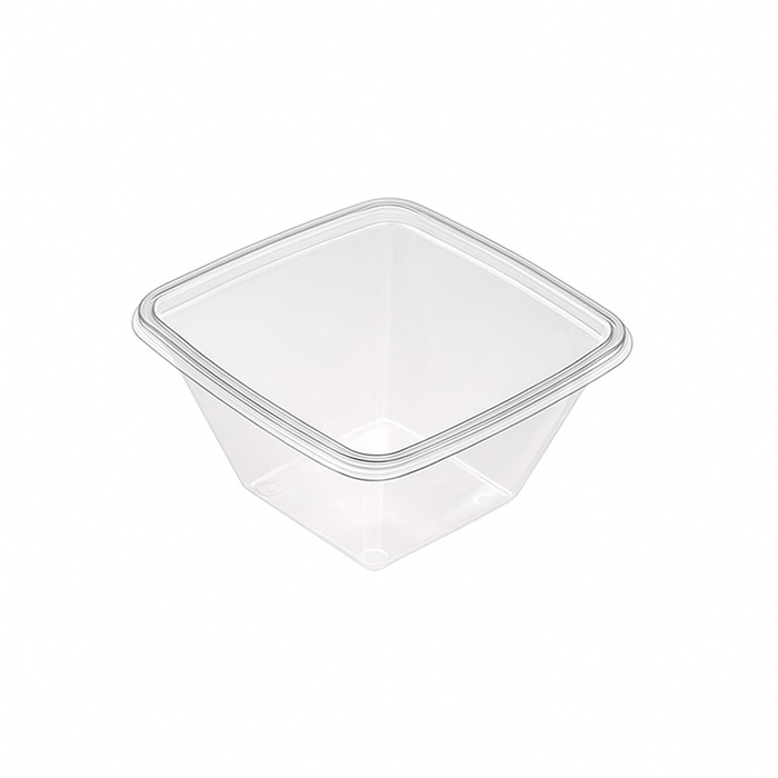 Ensaladera PET cuadrada transparente (sin Tapa) 750ml 160x160mm A70mm - 100Uds