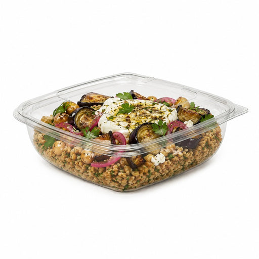 Combo Ensaladera PET cuadrada con Tapa 1000ml 190x190mm A75mm - 25Uds
