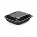 Combo Ensaladera PET cuadrada negra con Tapa 750ml 190x190mm A65mm - 25Uds