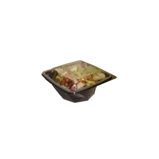 Ensaladera PET cuadrada negra (sin Tapa) 1000ml 200x200mm A80mm - 100Uds