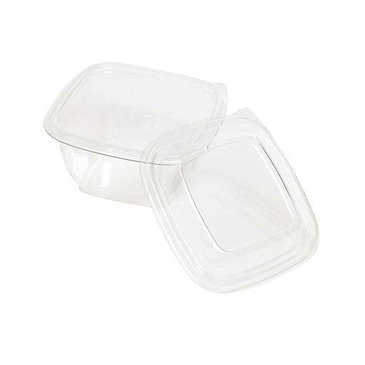 Combo Ensaladera PET cuadrada con Tapa 480ml 130x130mm A60mm - 25Uds