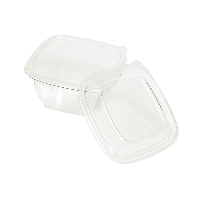 Combo Ensaladera PET cuadrada con Tapa 480ml 130x130mm A60mm - 25Uds