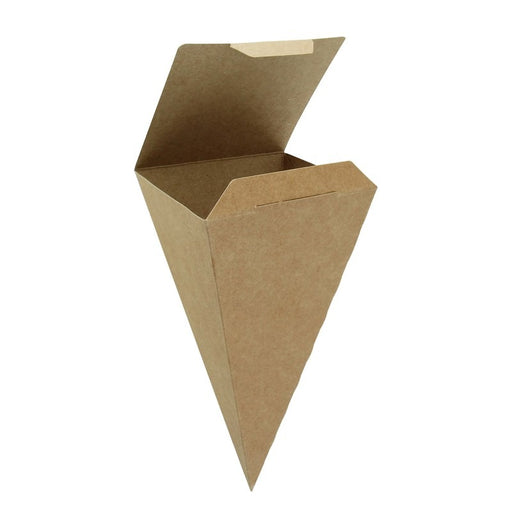 Cono de cartón kraft con cierre para snack 90x90mm A190mm - 25Uds