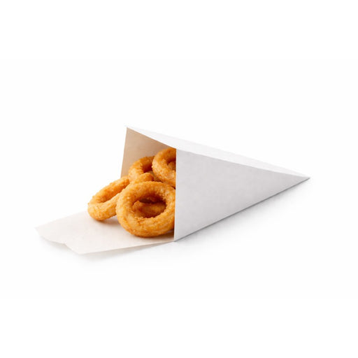 Cono de cartón blanco para snack 90x90mm A190mm - 25Uds