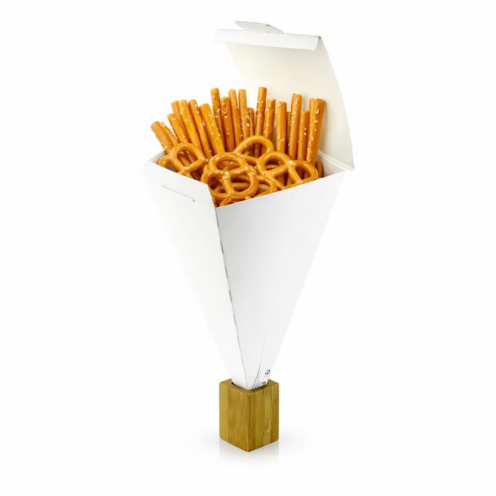 Cono de cartón blanco para snack 90x90mm A190mm - 25Uds
