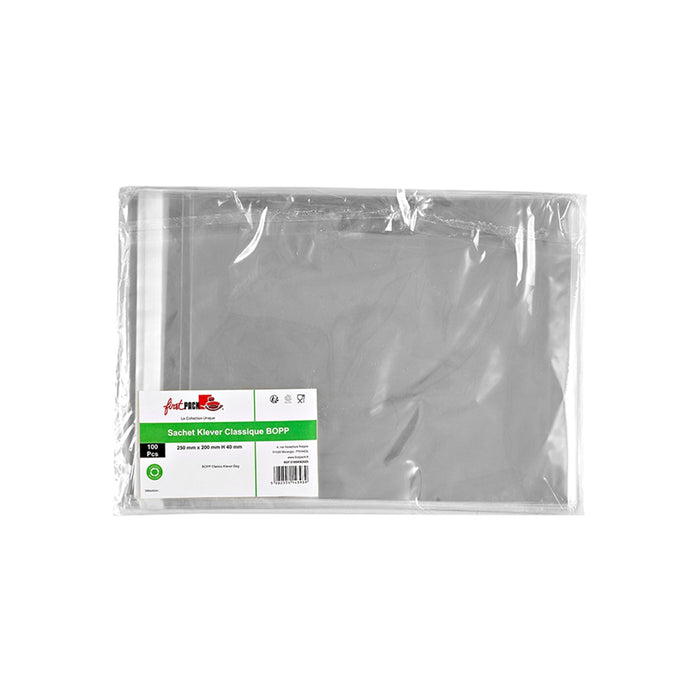 Bolsa de plástico BOPP con cinta adhesiva 250x200mm - 100Uds