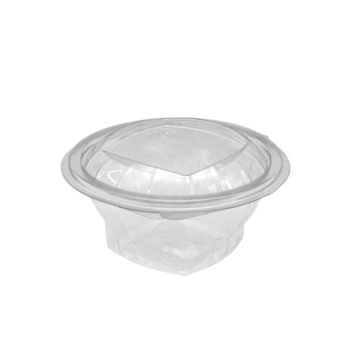 Ensaladera con tapa bisagra redonda trasnsparete PET 250ml Ø100mm A48mm - 50Uds
