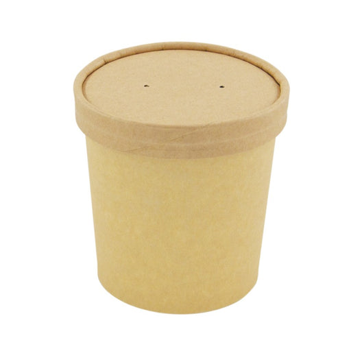 Vaso sopa cartón kraft para caliente/frío con tapa 350ml A85mm - 25Uds