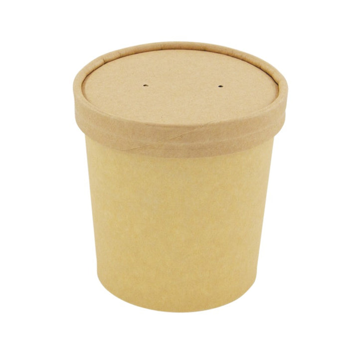 Vaso sopa cartón kraft para caliente/frío con tapa 350ml A85mm - 25Uds