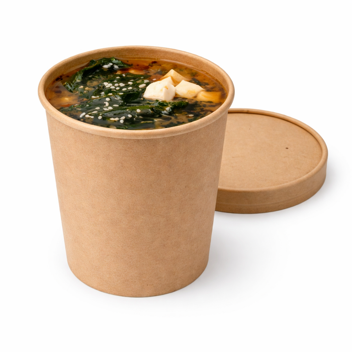 Vaso sopa cartón kraft para caliente/frío con tapa 560ml A118mm - 25Uds