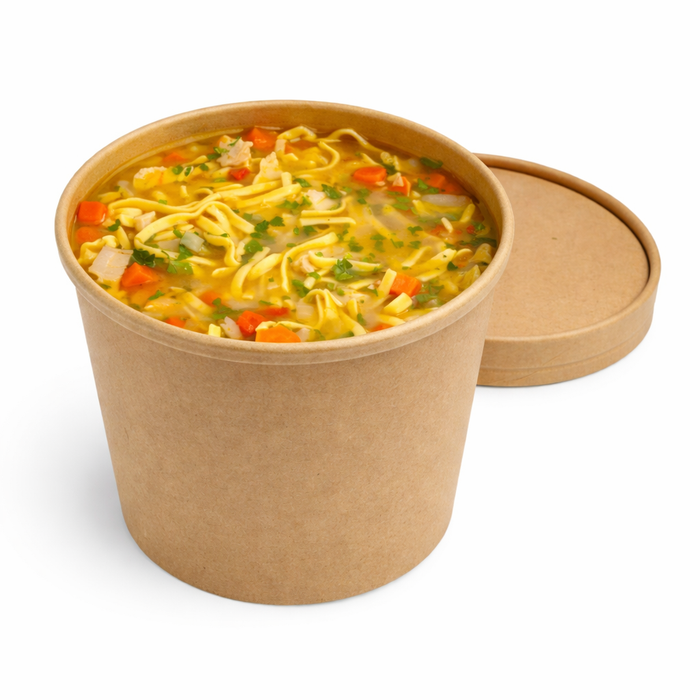 Vaso sopa cartón kraft para caliente/frío con tapa 940ml A135mm - 25Uds