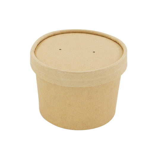 Vaso sopa cartón kraft para caliente/frío con tapa 240ml A67mm - 25Uds