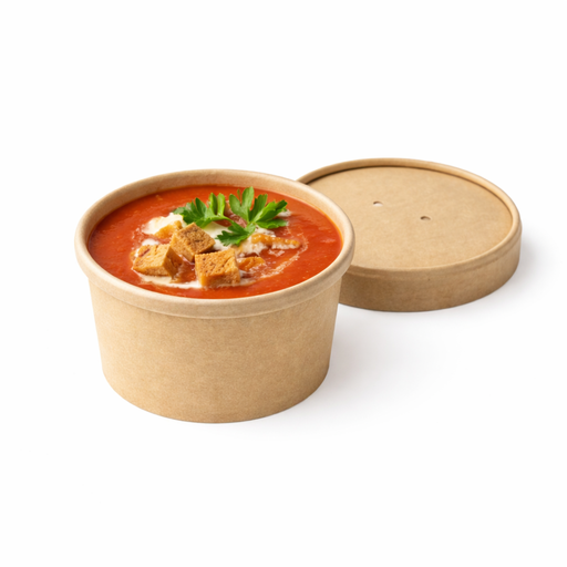 Vaso sopa cartón kraft para caliente/frío con tapa 240ml A67mm - 25Uds